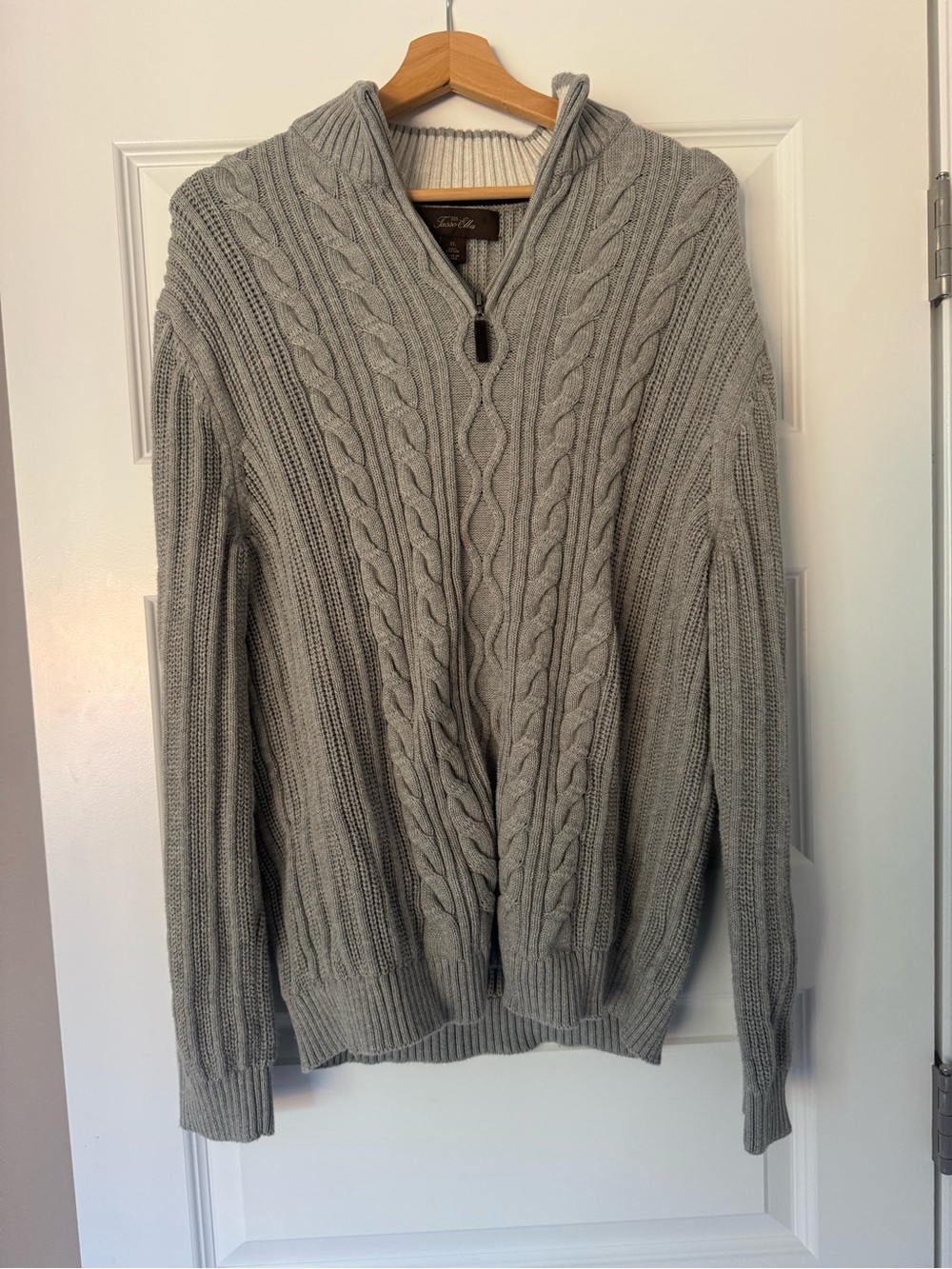 Like New Tasso Elba Cable-Knit Quarter-Zip Sweater - Gray